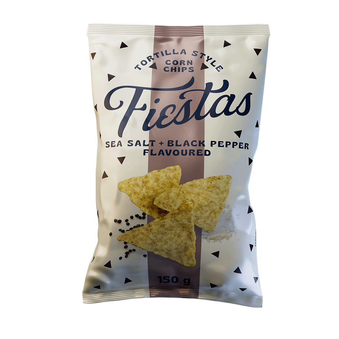 Fiestas Corn Chips Sea Salt & Black Pepper 150g